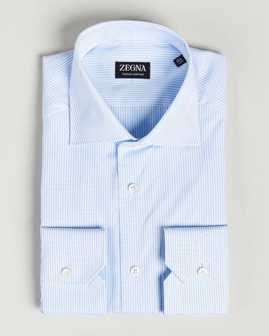 Mies |  | Zegna | Slim Fit Striped Dress Shirt Light Blue