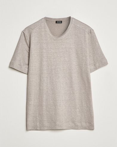 Mies | Luxury Brands | Zegna | Pure Linen T-Shirt Taupe