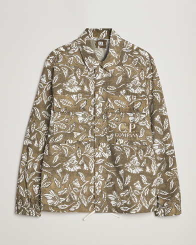 Mies |  | C.P. Company | Garment Dyed Printed Popline Overshirt Olive