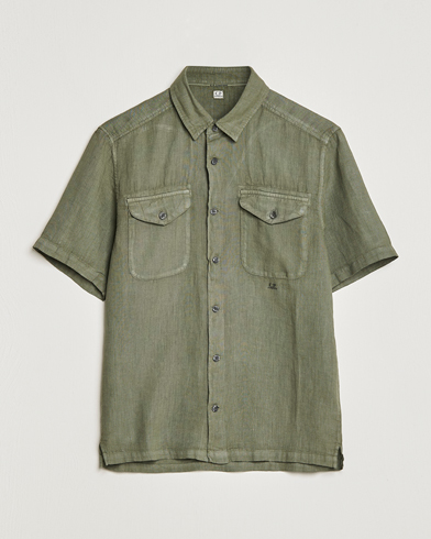 Mies | Lyhythihaiset kauluspaidat | C.P. Company | Short Sleeve Pocket Linen Shirt Olive
