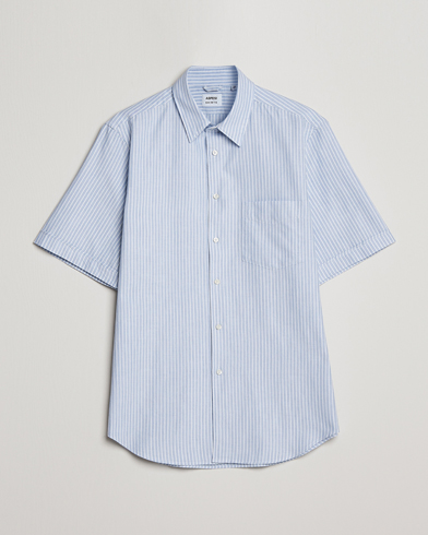 Mies | Lyhythihaiset kauluspaidat | Aspesi | Striped Oxford Camp Shirt Light Blue