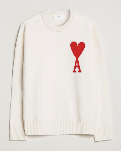 Mies | Neuleet | AMI | Big Heart Wool Sweater Off White