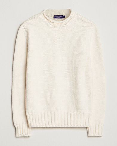 Mies | Neuleet | Ralph Lauren Purple Label | Caged Cotton Rib Sweater Natural