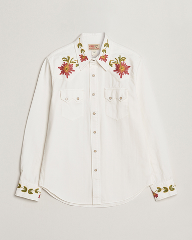 Mies | American Heritage | RRL | Sawtooth Western Embroidered Shirt White Wash