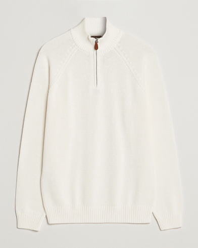 Mies |  | Stenströms | Knitted Cotton Half Zip White