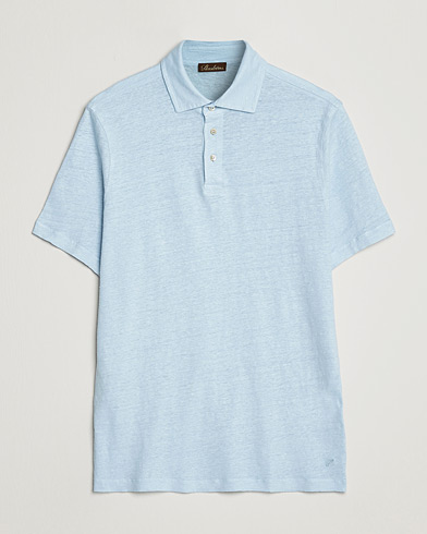 Mies |  | Stenströms | Linen Polo Shirt Light Blue
