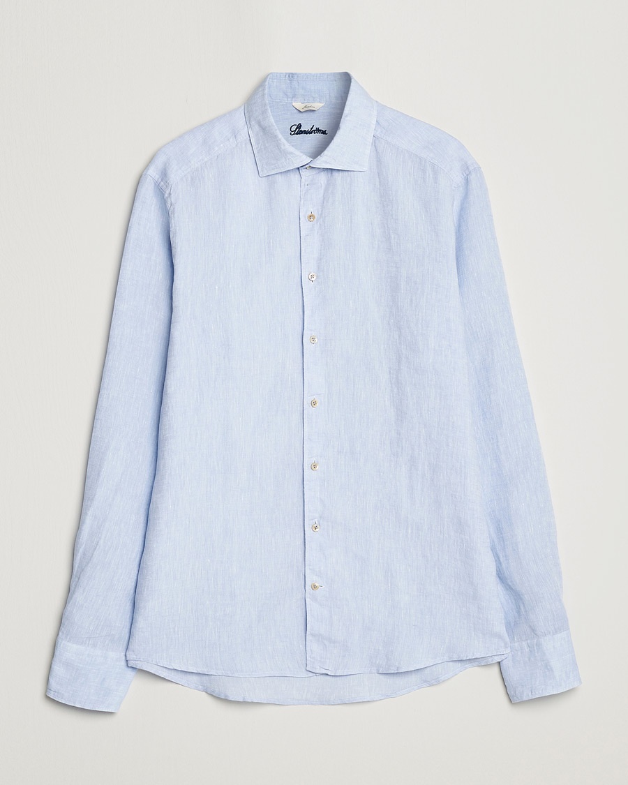 Stenströms Slimline Cut Away Linen Shirt Light Blue – Sininen