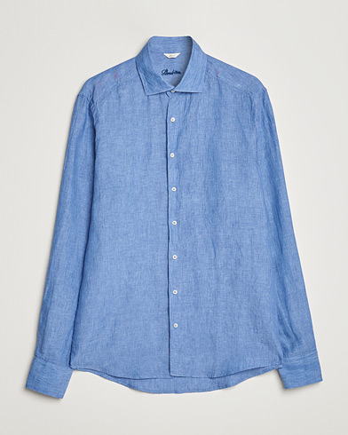 Mies | Stenströms | Stenströms | Slimline Cut Away Linen Shirt Mid Blue