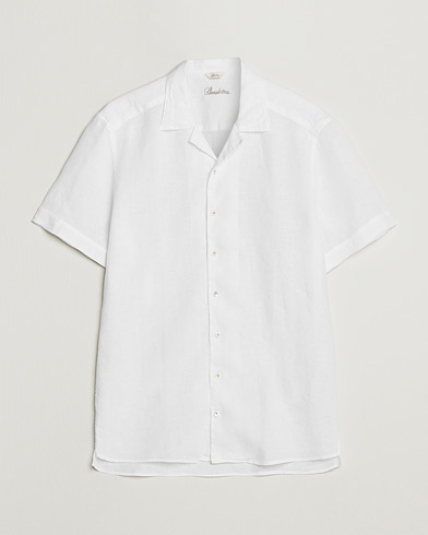 Mies |  | Stenströms | Slimline Short Sleeve Resort Linen Shirt White