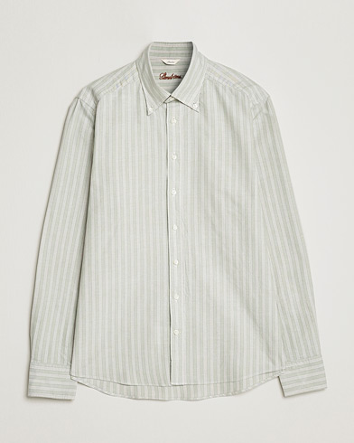 Mies |  | Stenströms | Slimline Washed Striped Oxford Shirt  Pistachio