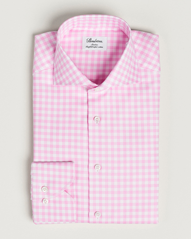 Mies | Stenströms | Stenströms | Slimline Checked Cut Away Shirt Pink