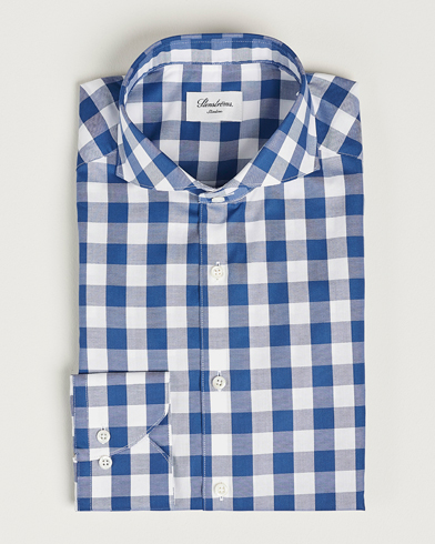Mies |  | Stenströms | Slimline Cut Away Large Gingham Shirt Blue
