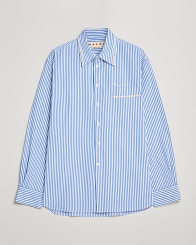 Mies | Luxury Brands | Marni | Striped Pocket Shirt Iris Blue