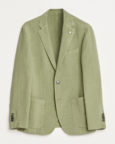Mies | Pellavaiset pikkutakit | L.B.M. 1911 | Jack Regular Fit Linen Blazer Light Green