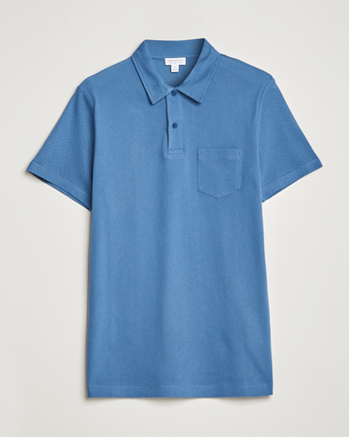 Mies |  | Sunspel | Riviera Polo Shirt Blue Stone