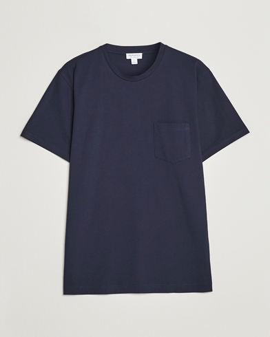 Mies |  | Sunspel | Riviera Pocket Crew Neck T-Shirt Navy