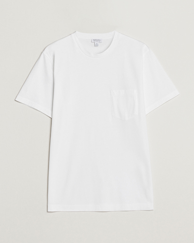 Mies |  | Sunspel | Riviera Pocket Crew Neck T-Shirt White