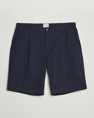 Mies | Chino-shortsit | Sunspel | Pleated Stretch Cotton Twill Shorts Navy