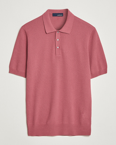 Mies |  | Lardini | Short Sleeve Knitted Structure Cotton Polo Soft Pink