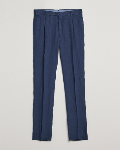 Mies |  | Lardini | Pleated Linen Trousers Navy
