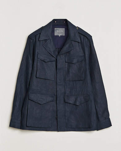 Mies | Best of British | Private White V.C. | Linen Field Jacket Navy