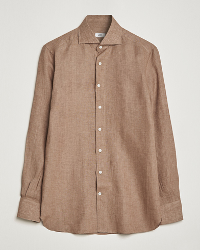 Mies | Smart Casual | 100Hands | Signature Linen Cut Away Shirt Taupe