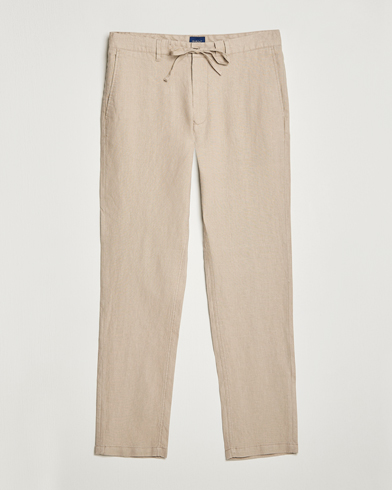 Mies | Pellavahousut | GANT | Relaxed Linen Drawstring Pants Concrete Beige