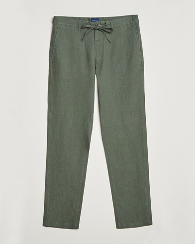 Mies | Pellavahousut | GANT | Relaxed Linen Drawstring Pants Green Ash