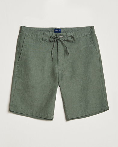 Mies | Pellavashortsit | GANT | Relaxed Linen Drawstring Shorts Green Ash