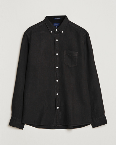 Mies |  | GANT | Regular Fit Garment Dyed Linen Shirt Black
