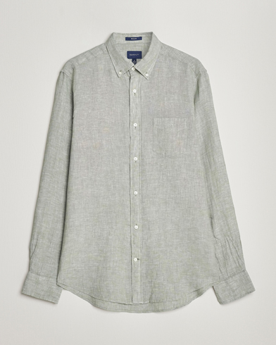 Mies | Pellavapaidat | GANT | Regular Fit Linen Shirt Calamata Green