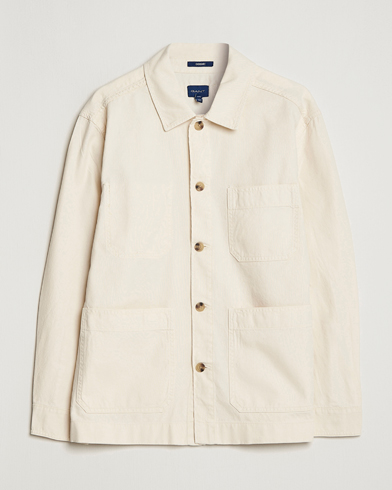 Mies | Overshirts | GANT | Garment Dyed Cotton/Linen Overshirt Ecru
