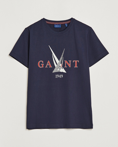 Mies | GANT | GANT | Sailing Logo Crew Neck T-Shirt Evening Blue