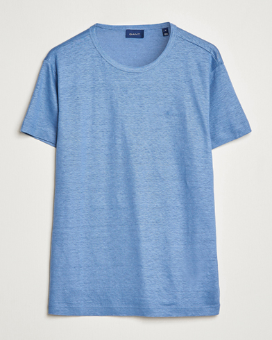 Mies |  | GANT | Cotton/Linen Crew Neck T-Shirt Salty Sea Blue