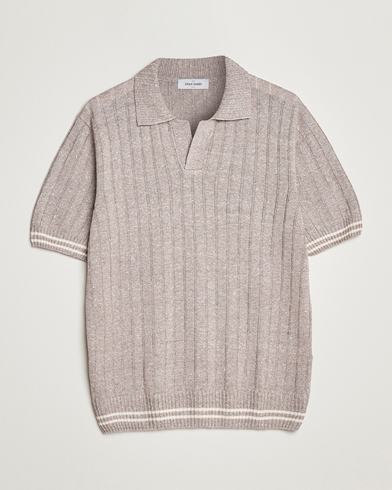 Mies | Gran Sasso | Gran Sasso | Cotton/Linen Structured Knitted Polo Beige
