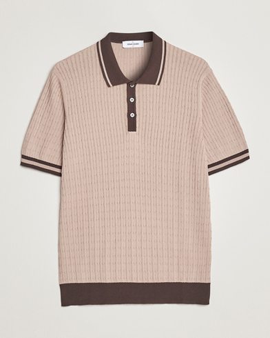 Mies |  | Gran Sasso | Cable Knitted Contrast Polo Beige