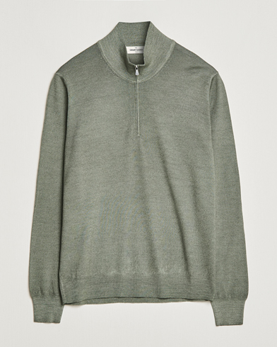 Mies |  | Gran Sasso | Summer Merino Half Zip Sweater Green Melange