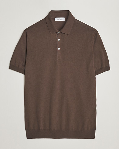 Mies |  | Gran Sasso | Cotton Knitted Polo Dark Brown