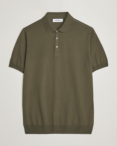 Mies |  | Gran Sasso | Cotton Knitted Polo Dark Olive
