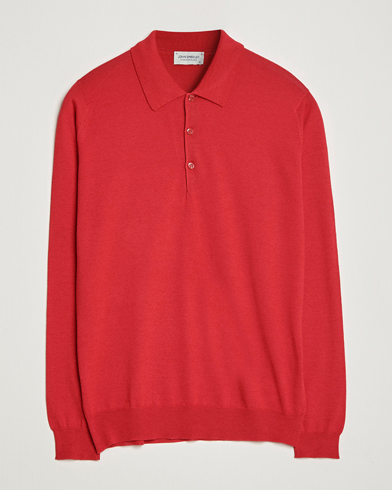 Mies | Kaulukselliset neuleet | John Smedley | Belper Wool/Cotton Polo Pullover Ruby
