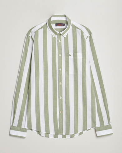 Mies | Morris | Morris | Cotton Blockstripe Button Down Shirt Green/White