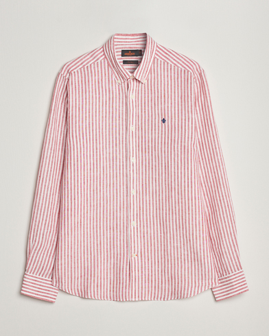 Mies | Pellavapaidat | Morris | Douglas Linen Button Down Striped Shirt Orange/White