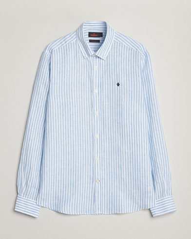 Mies | Morris | Morris | Douglas Linen Button Down Striped Shirt Blue/White