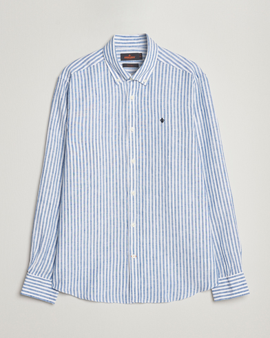 Mies | Morris | Morris | Douglas Linen Button Down Striped Shirt Navy/White