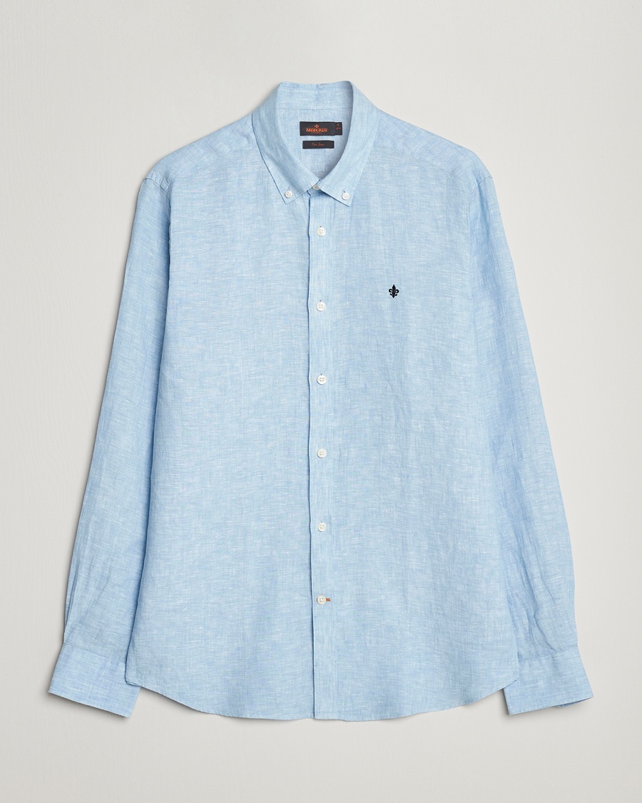 Morris Douglas Linen Button Down Shirt Light Blue – Sininen