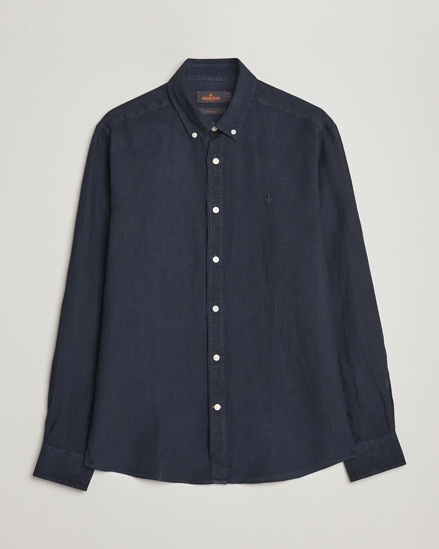 Morris Douglas Linen Button Down Shirt Navy – Sininen