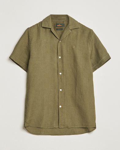Mies | Vaatteet | Morris | Douglas Linen Short Sleeve Shirt Dark Green