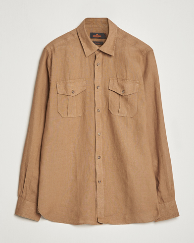 Mies | Pellavapaidat | Morris | Safari Linen Shirt Khaki Brown