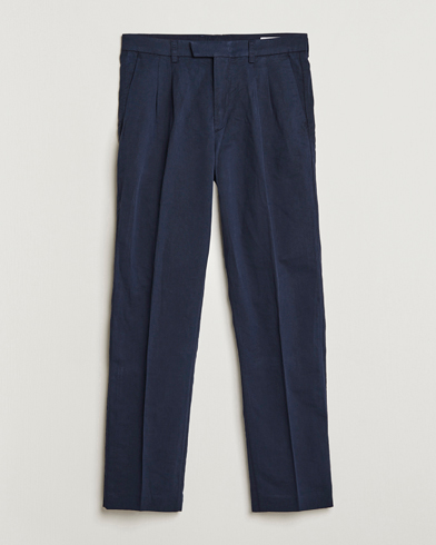 Mies | Irtohousut | NN07 | Fritz Pleated Trousers Navy Blue