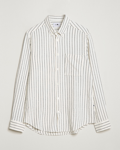 Mies |  | NN07 | Arne Linen Striped Shirt Navy/White